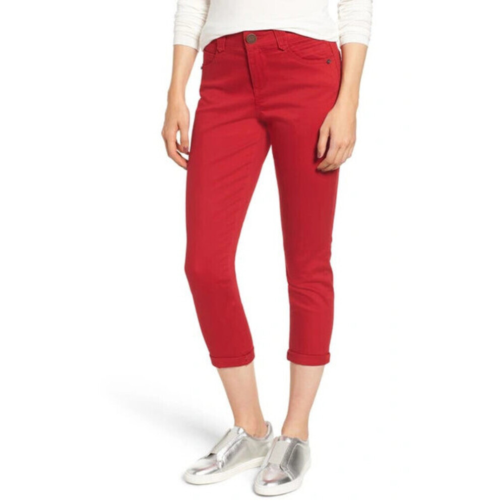 Wit & Wisdom Women Ab-Solution Crop Skinny Pants Ankle Skimmer Tomato Red Size 2